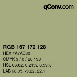 カラーコード: RGB 167 172 128 | qconv.com