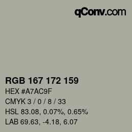 Color code: RGB 167 172 159 | qconv.com