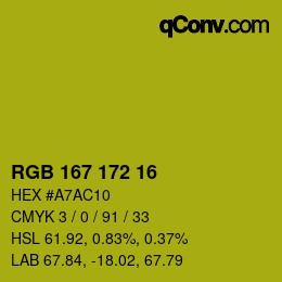 Color code: RGB 167 172 16 | qconv.com