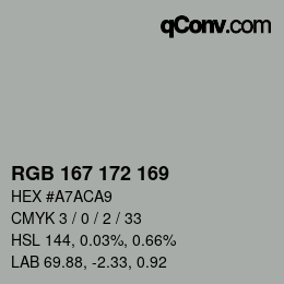 颜色代码: RGB 167 172 169 | qconv.com