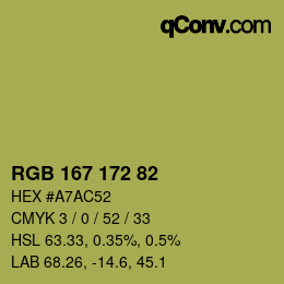 Color code: RGB 167 172 82 | qconv.com