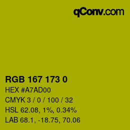 Color code: RGB 167 173 0 | qconv.com