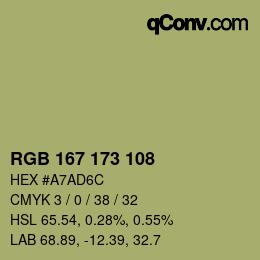 カラーコード: RGB 167 173 108 | qconv.com