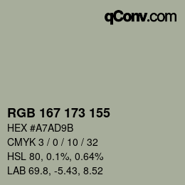 颜色代码: RGB 167 173 155 | qconv.com