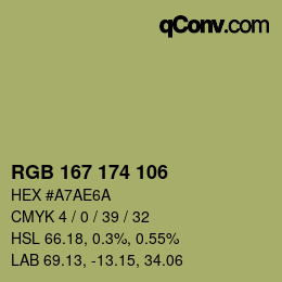 Color code: RGB 167 174 106 | qconv.com