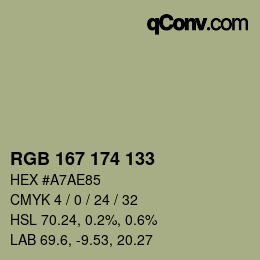 颜色代码: RGB 167 174 133 | qconv.com