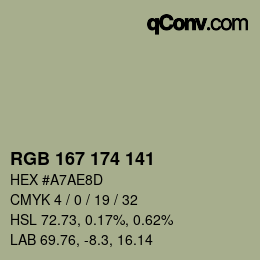 カラーコード: RGB 167 174 141 | qconv.com