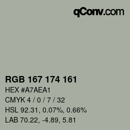 Color code: RGB 167 174 161 | qconv.com