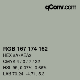 Color code: RGB 167 174 162 | qconv.com