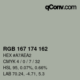 Color code: RGB 167 174 162 | qconv.com