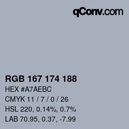 Color code: RGB 167 174 188 | qconv.com