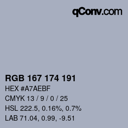 Color code: RGB 167 174 191 | qconv.com