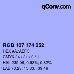 Color code: RGB 167 174 252 | qconv.com