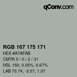 カラーコード: RGB 167 175 171 | qconv.com