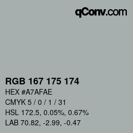 Color code: RGB 167 175 174 | qconv.com