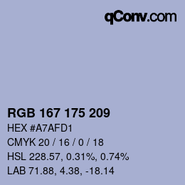 Color code: RGB 167 175 209 | qconv.com