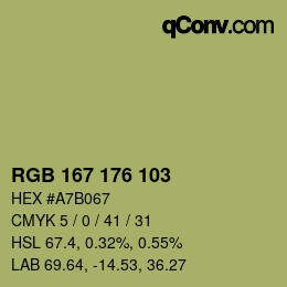 カラーコード: RGB 167 176 103 | qconv.com