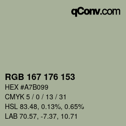 Color code: RGB 167 176 153 | qconv.com