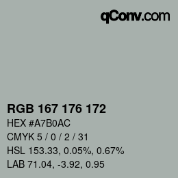 Color code: RGB 167 176 172 | qconv.com