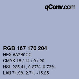 Color code: RGB 167 176 204 | qconv.com