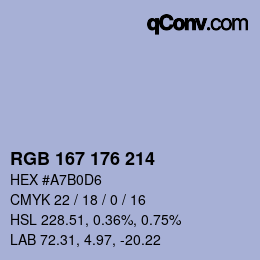 Color code: RGB 167 176 214 | qconv.com
