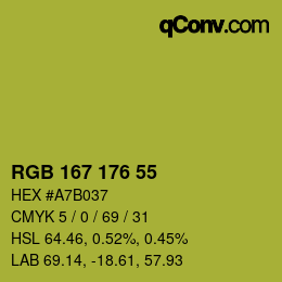 Color code: RGB 167 176 55 | qconv.com