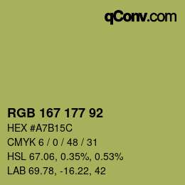 カラーコード: RGB 167 177 92 | qconv.com