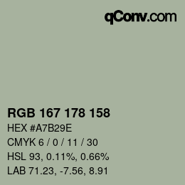 カラーコード: RGB 167 178 158 | qconv.com