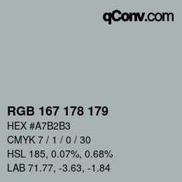 Farbcode: RGB 167 178 179 | qconv.com