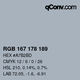 Color code: RGB 167 178 189 | qconv.com