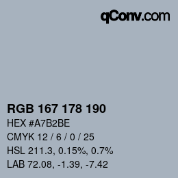Código de color: RGB 167 178 190 | qconv.com