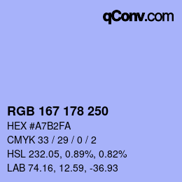 Color code: RGB 167 178 250 | qconv.com