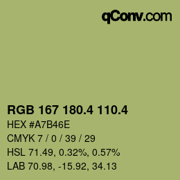 カラーコード: RGB 167 180.4 110.4 | qconv.com