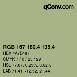 カラーコード: RGB 167 180.4 135.4 | qconv.com