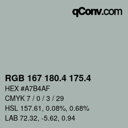カラーコード: RGB 167 180.4 175.4 | qconv.com