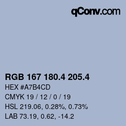 カラーコード: RGB 167 180.4 205.4 | qconv.com