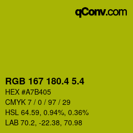 カラーコード: RGB 167 180.4 5.4 | qconv.com