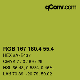 カラーコード: RGB 167 180.4 55.4 | qconv.com
