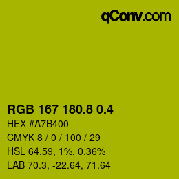 カラーコード: RGB 167 180.8 0.4 | qconv.com