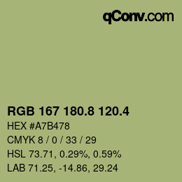 カラーコード: RGB 167 180.8 120.4 | qconv.com
