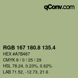 カラーコード: RGB 167 180.8 135.4 | qconv.com
