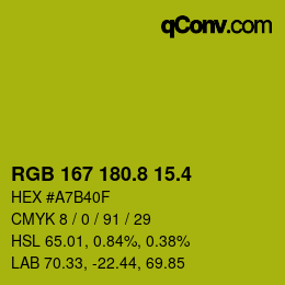 カラーコード: RGB 167 180.8 15.4 | qconv.com
