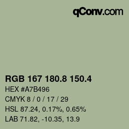 カラーコード: RGB 167 180.8 150.4 | qconv.com