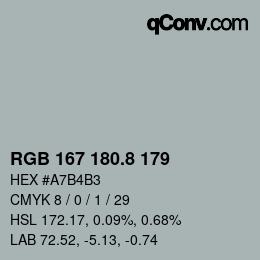 Color code: RGB 167 180.8 179 | qconv.com