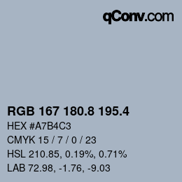 カラーコード: RGB 167 180.8 195.4 | qconv.com