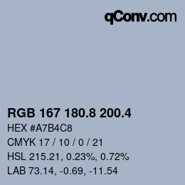カラーコード: RGB 167 180.8 200.4 | qconv.com