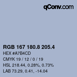 カラーコード: RGB 167 180.8 205.4 | qconv.com