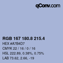 カラーコード: RGB 167 180.8 215.4 | qconv.com