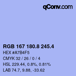 カラーコード: RGB 167 180.8 245.4 | qconv.com