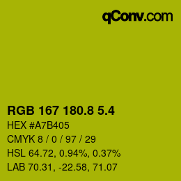 カラーコード: RGB 167 180.8 5.4 | qconv.com